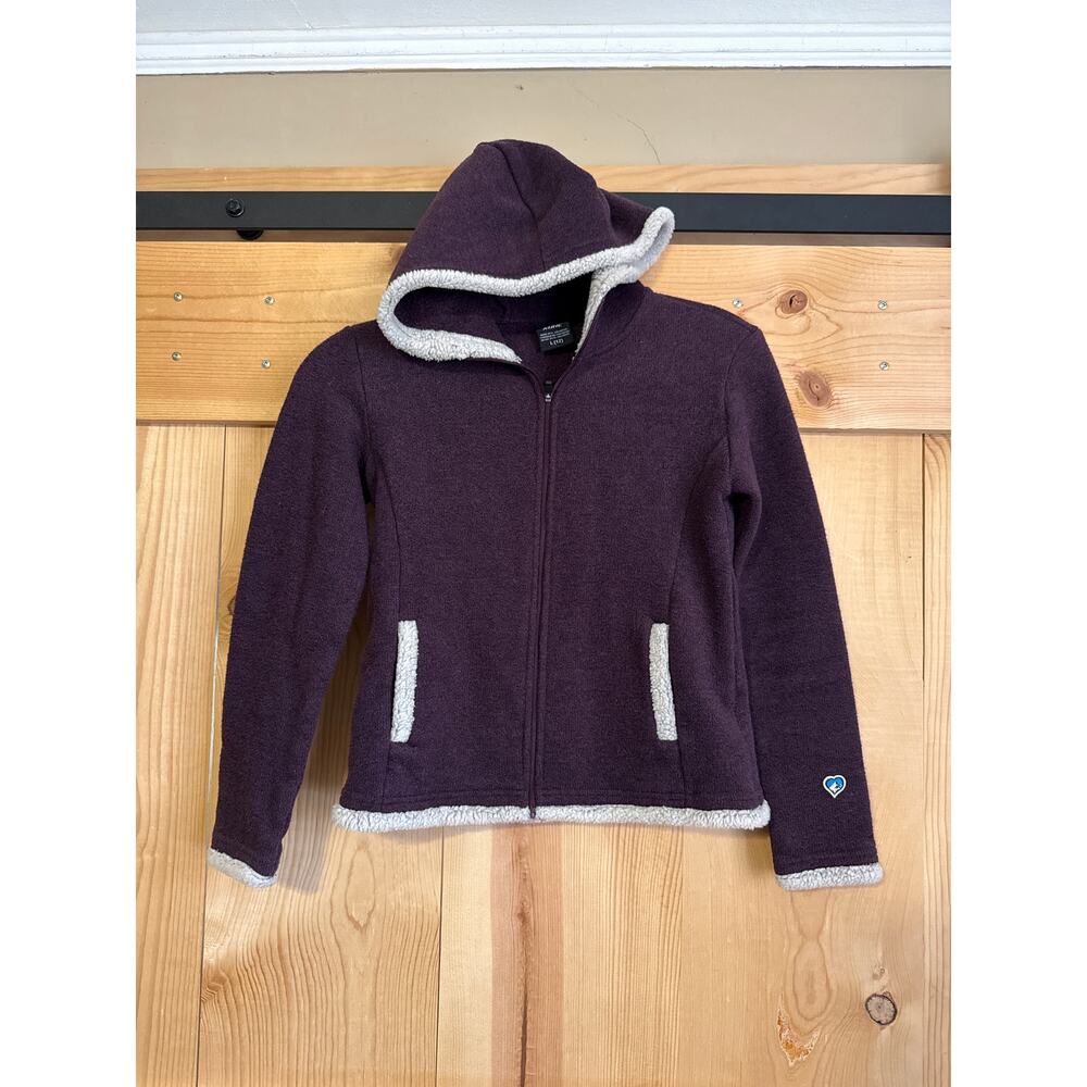 Kuhl Kid’s Full Zip Hooded Sweater Girls Purple Size 12 Fleece Sherpa